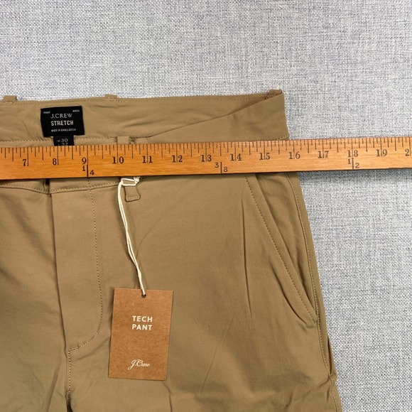 J. Crew 484 Slim Stretch Tech Pants Men 30x32 Khaki Water Resistant Commuter NWT - Picture 5 of 14